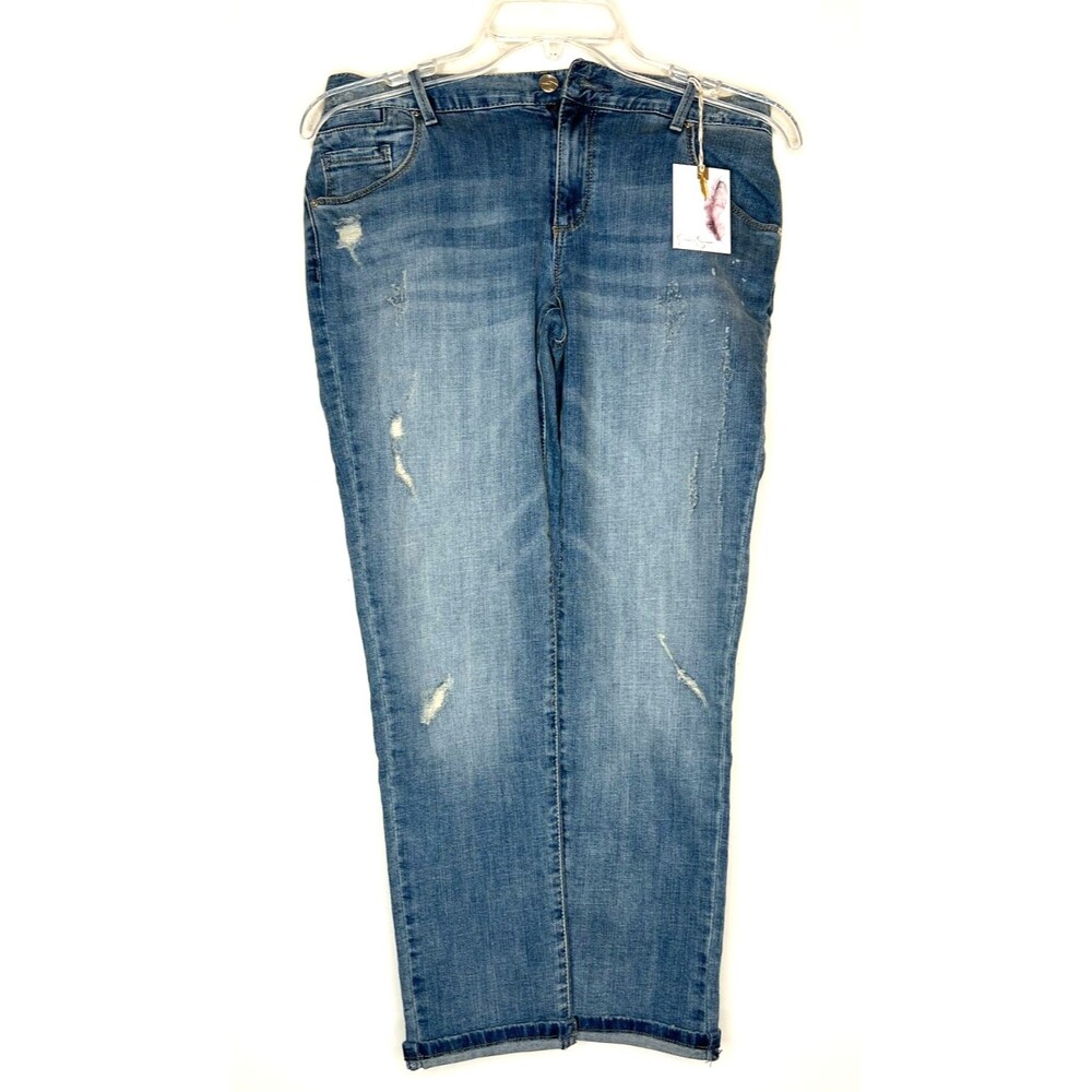 Jessica Simpson Women's Monroe Boyfriend Cuffed Blue Jeans 25 Pants NWT